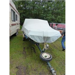 12' FIBERGLASS BOAT AND 1977 CAULKINS TRAILER