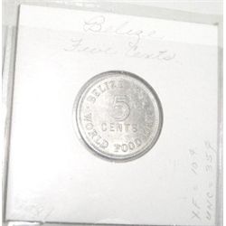 1981 BRITISH HONDURAS BELIZE FIVE CENTS *RARE HARD TO FIND-NICE EARLY AU HIGH GRADE COIN*!!