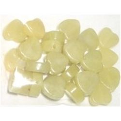 60.00 TOTAL CARATS *NATURAL* JADE OLIVE COLOR HEART SHAPED GEMSTONES *HOLED FOR JEWELRY*!!