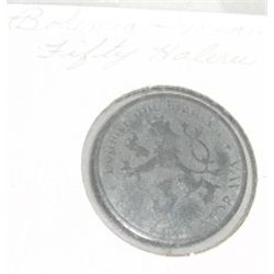 1943 BOHEMIA-MORAVIA FIFTY HALEERU *RARE HARD TO FIND-NICE EARLY COIN*!! COIN CAME OUT OF SAFE!!