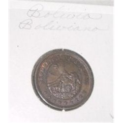 1951-H BOLIVIA BOLIVIANO *VERY RARE HARD TO FIND-NICE EARLY COIN*!! COIN CAME OUT OF SAFE!!