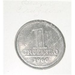 1960 BRAZIL 1 ONE CRUZEIRO *VERY RARE HARD TO FIND-AU HIGH GRADE COIN*!! COIN CAME OUT OF SAFE!!