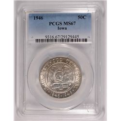 1946 IOWA COMMEN HALF DOLLAR PCGS MS-67