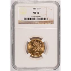 1882-S $5 GOLD LIBERTY NGC MS-65 (FLASHY)