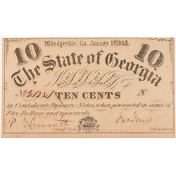 1863 TEN CENT STATE OF GEORGIA