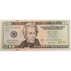 2004 $20 FEDERAL RESERVE NOTE (MINT ERROR-MISSING SEAL)