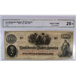 1862 $100 CONFEDERATE STATES OF AMERICA CGA 25*