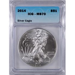 2014 AMERICAN SILVER EAGLE, ICG MS-70!   PREFECT!