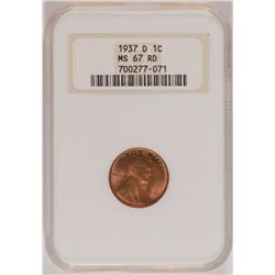 1937-D LINCOLN CENT, NGC MS-67 RED!  RARE!