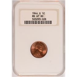 1944-S LINCOLN CENT, NGC MS-67 RED!