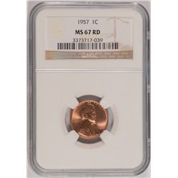 1957 LINCOLN CENT, NGC MS-67 RED! RARE GEM++ NGC PRICE GUIDE $1380.00!