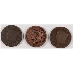 LOT OF ( 3 ) LARGE CENTS, 1822, 1825, 1837