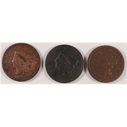 LOT OF ( 3 ) LARGE CENTS, 1832, 1835, 1848