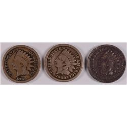 LOT OF ( 3 ) INDIAN HEAD CENTS, 1862, 1863 & 1864 CN
