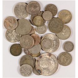 LOT OF ( 28 ) FOREIGN SILVER COINS, VARIOUS COUNTRIES, SOME OLDER DATES