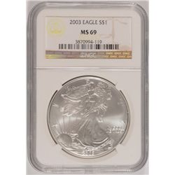 2003 AMERICAN SILVER EAGLE, NGC MS-69 NICE!
