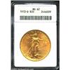 Image 1 : 1913-D $20 MS62 ANACS. A boldly struck and lustrous piece that has refreshingly unabraded surfaces f