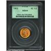 Image 1 : 1902 $2 1/2 MS64 PCGS. A well struck near-Gem with bright orange-gold color and flashy luster. The o