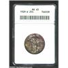 Image 1 : 1929-S 25C MS65 ANACS. Outrageously toned with vivid apple-green and copper-gold colors. A gorgeousl