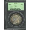 Image 1 : 1825 50C AU50 PCGS. O-113, R.1. Lovely multicolored iridescent toning surrounds the peripheries and.