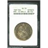 Image 3 : 1849 50C AU55 ANACS. Repunched Date. FS-004.5. WB-102. All four digits in the date are boldly repunc