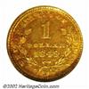 Image 2 : 1849-D G$1 AU58 NGC. Winter 1-B. The Dahlonega Mint inaugurated Gold Dollar production in 1849 with.
