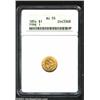 Image 1 : 1854 G$1 Type One AU55 ANACS. Bright yellow-green color. A bold example that has little if any highp
