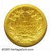 Image 2 : 1854 G$1 Type Two AU58 NGC. Well defined, the bright green-gold surfaces are well defined and there.