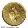 Image 1 : 1855 G$1 MS61 NGC. While most extant 1855 Gold Dollars display bothersome incompleteness of strike i