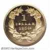 Image 2 : 1859 G$1 PR65 Ultra Cameo NGC. Official Mint records indicate that 80 proof Gold Dollars were produc