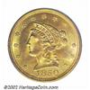 Image 1 : 1850 $2 1/2 MS63 PCGS. With a sizeable (for the era) original mintage of 252,923 pieces, the 1850 is