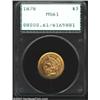 Image 1 : 1878 $3 MS61 PCGS. Well struck except for the 18 in the date, which has only a hint of weakness. Lus