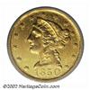 Image 1 : 1850-D $5 AU50 ICG. In terms of total number of coins known, the 1850-D falls near the middle of the