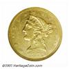 Image 1 : 1874-S $5 AU55 NGC. An early Motto Liberty Half Eagle from the San Francisco Mint, the 1874-S was pr
