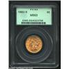 Image 1 : 1882-S $5 MS63 PCGS. A nicely struck and lustrous Half Eagle. A couple of faint luster grazes are al