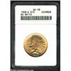 Image 1 : 1908-D $10 No Motto AU58 ANACS. The Indian's cheekbone has a hint of rub, and the truncation of the.