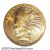 Image 1 : 1932 $10 MS66 NGC. The otherwise even orange-gold color gives way to golden-rose shadings in isolate