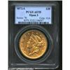 Image 1 : 1873-S $20 Open 3 AU55 PCGS. Luster rolls readily across the stars, legends, and devices. Boldly det