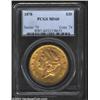 Image 1 : 1878 $20 MS60 PCGS. The fields have greenish-gold color, while the central devices have a hint of go