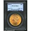 Image 1 : 1891-S $20 MS62 PCGS. A splendid representative that has flashy luster and surprisingly unabraded su