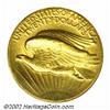 Image 2 : 1907 $20 High Relief, Wire Rim AU55 ANACS. Just the slightest friction is seen over the highpoints w