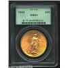 Image 1 : 1924 $20 MS64 PCGS. A lustrous and sharply struck near-Gem that has a nearly pristine reverse. Liber