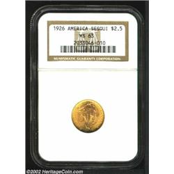 1926 $2 1/2 Sesquicentennial MS63 NGC. This is an orange-gold representative whose surfaces are awas