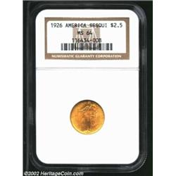 1926 $2 1/2 Sesquicentennial MS64 NGC. Rich orange-gold color overlays lustrous, frosty textured sur
