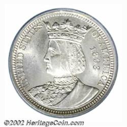 1893 25C Isabella Quarter MS65 ICG. An untoned example of this popular, early commemorative. Smooth,