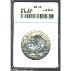 1921 50C Alabama MS62 ANACS. Carefully preserved for the grade, with good luster and a somewhat soft