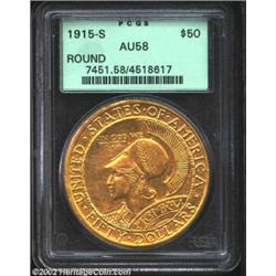 1915-S $50 Panama-Pacific 50 Dollar Round AU58 PCGS. As the only U.S. Commemorative coins of the $50
