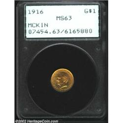1916 G$1 McKinley MS63 PCGS. A well struck Commemorative that has attractive orange-gold color on th