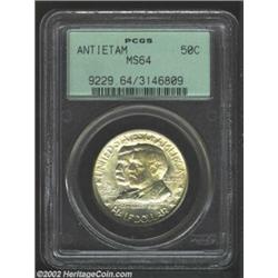 1937 50C Antietam MS64 PCGS. Both sides have light lemon-gold patina. A lustrous near-Gem with impre