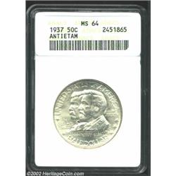 1937 50C Antietam MS64 ANACS. Light gold patina borders this lustrous near-Gem. Boldly struck and be